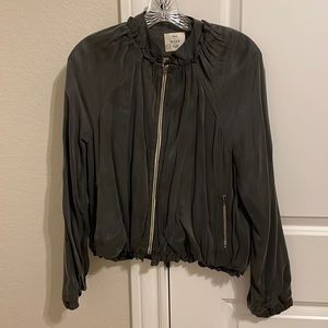 Anthropologie Seen Worn Kept gray bomber jacket